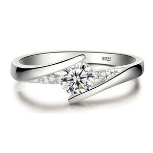 Elegant Sterlimg Silver Ring with Crystal Zirconia Stones, Sizes Availabe 6,7,8